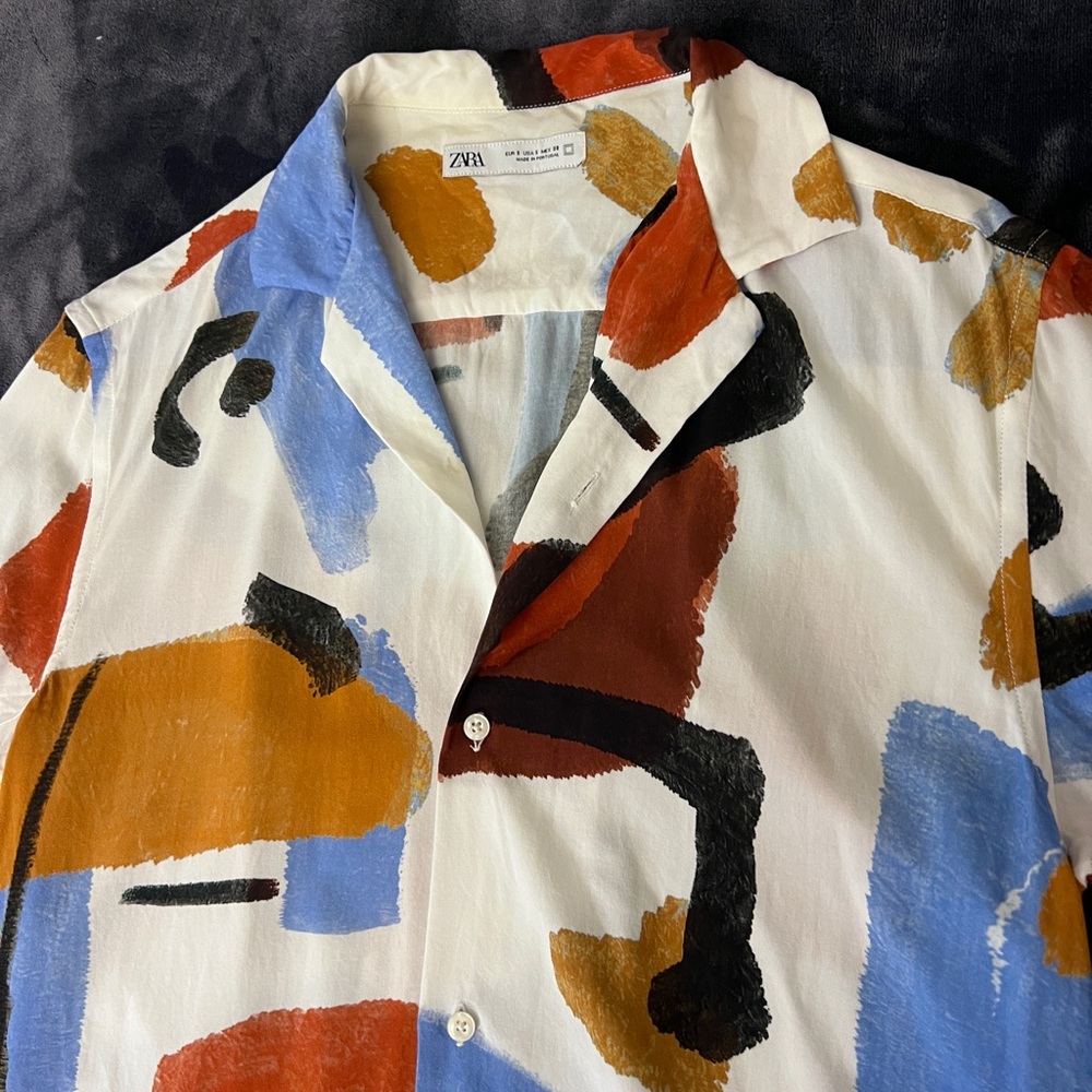Zara Multi Colored Pattern Button Up - image 2